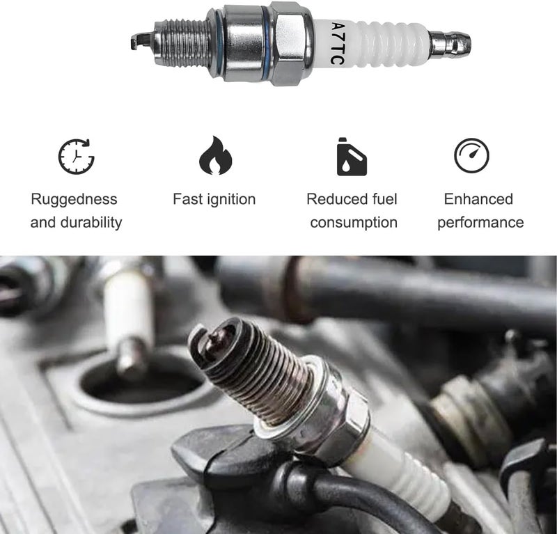 Wevdn Spark Plug, A7TC Spark Plug for GY6 50cc 70cc 90cc 110cc 125cc ATV Scooter Dirt Bike Moped Go Kart Racing Bike, Spark Plugs A7TC Compatible with C7HA C5HA PZ7HS S102F U22FS-U - Image 5